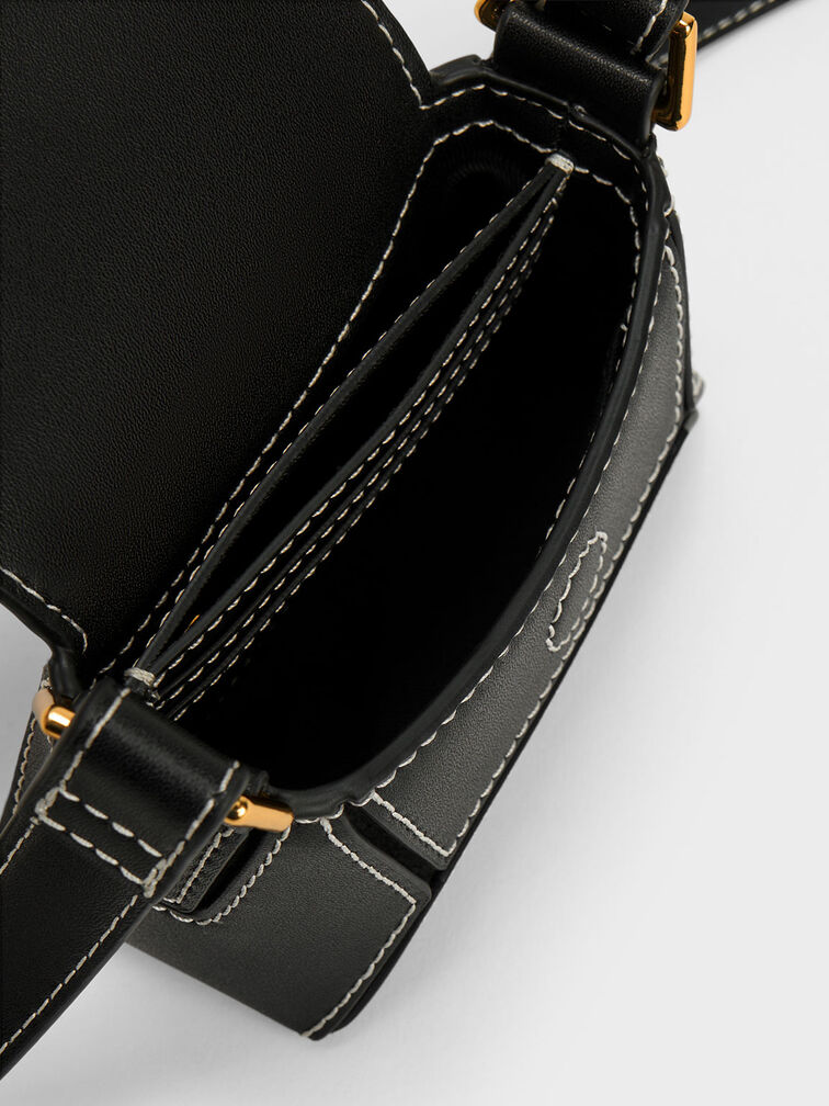 حقيبة ميني نسرين بتصميم هندسي, أسود, hi-res