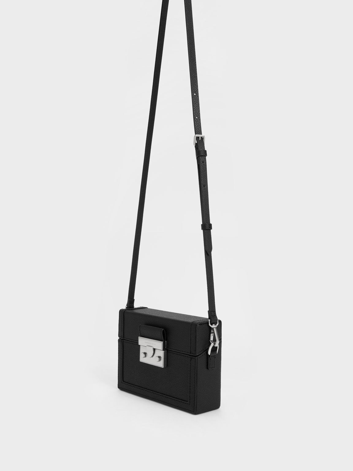 حقيبة مربعة مع ذراع على هيئة سلسلة, أسود, hi-res