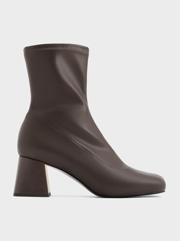 Jully Metallic Trapeze Heel Ankle Boots, Dark Brown, hi-res