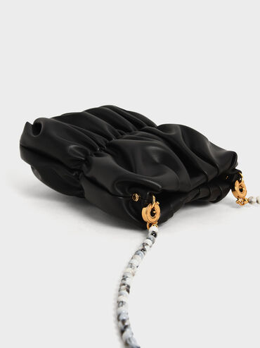 حقيبة كروس مكشكشة بمقبض مزين بالخرز, أسود, hi-res