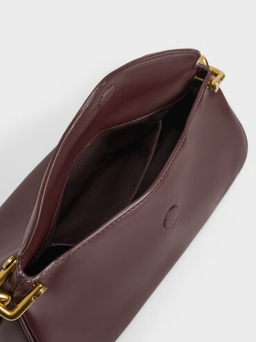 حقيبة هوبو بذراع مجدولة - كليونا, Dark Chocolate, hi-res