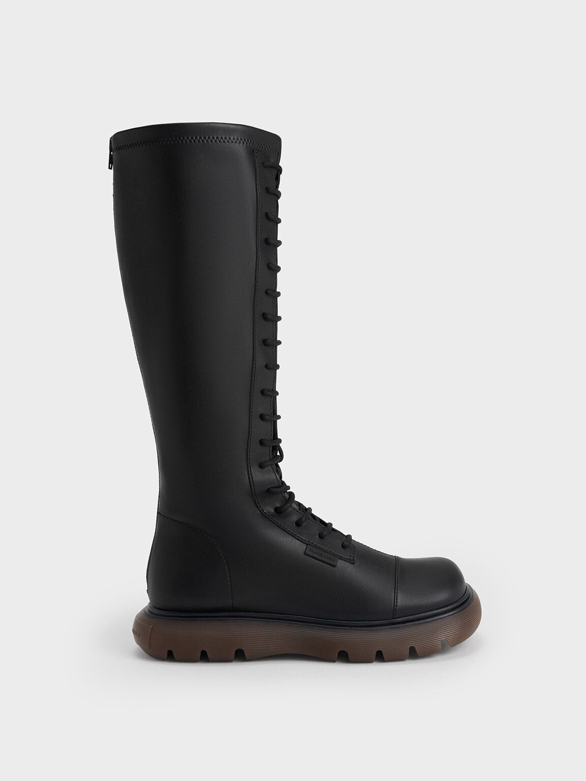 Black tie up knee high boots clearance