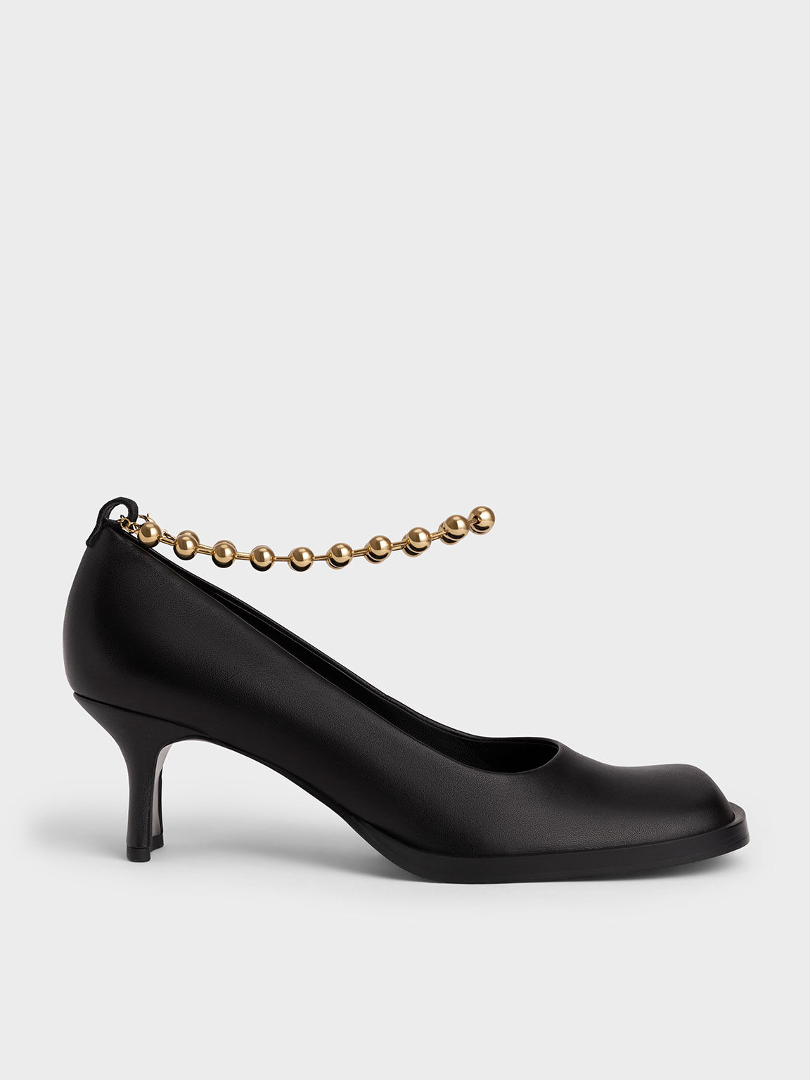 商品画像：Black Textured Satin Ruched Bow Heeled Mules - CHARLES 1