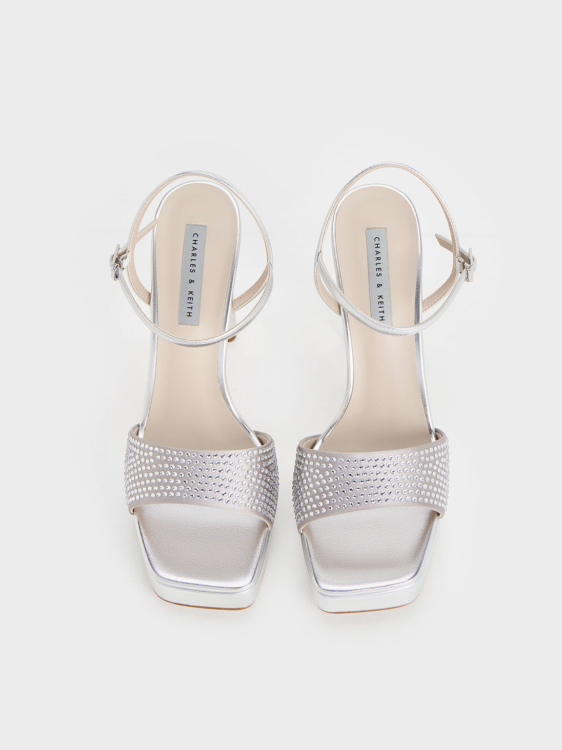 Silver online crystal sandals