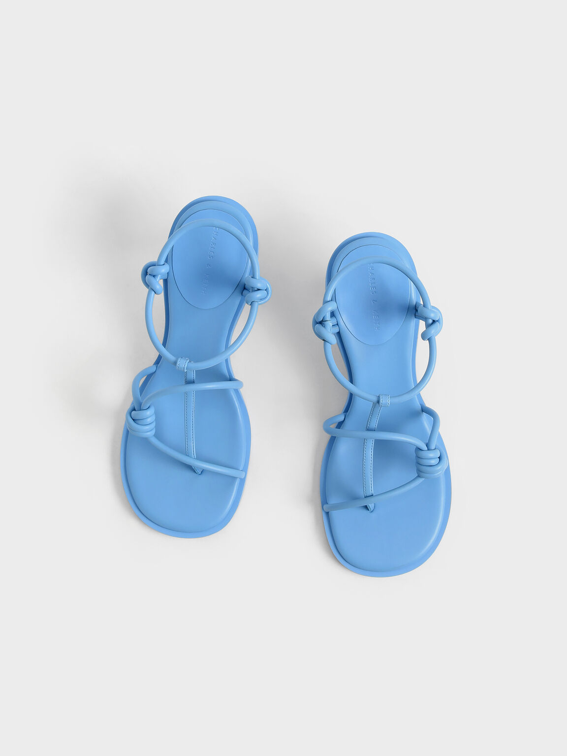 Alma Strappy Knotted Thong Sandals, Blue, hi-res
