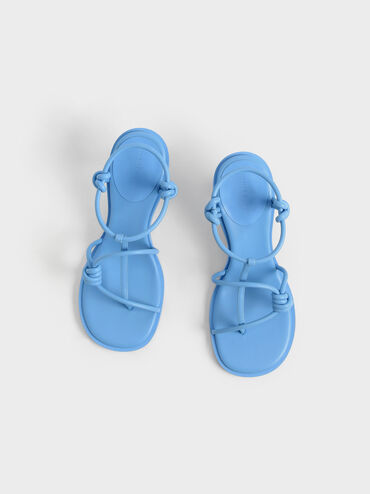 Alma Strappy Knotted Thong Sandals, Blue, hi-res