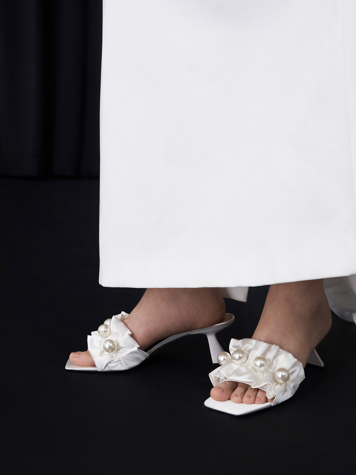 White satin mules hotsell