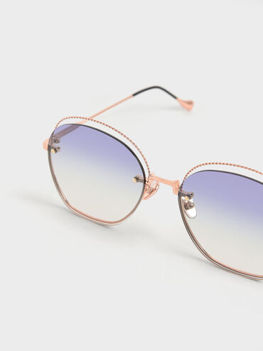 Multi-Tinted Cut-Out Butterfly Sunglasses, Rose Gold, hi-res