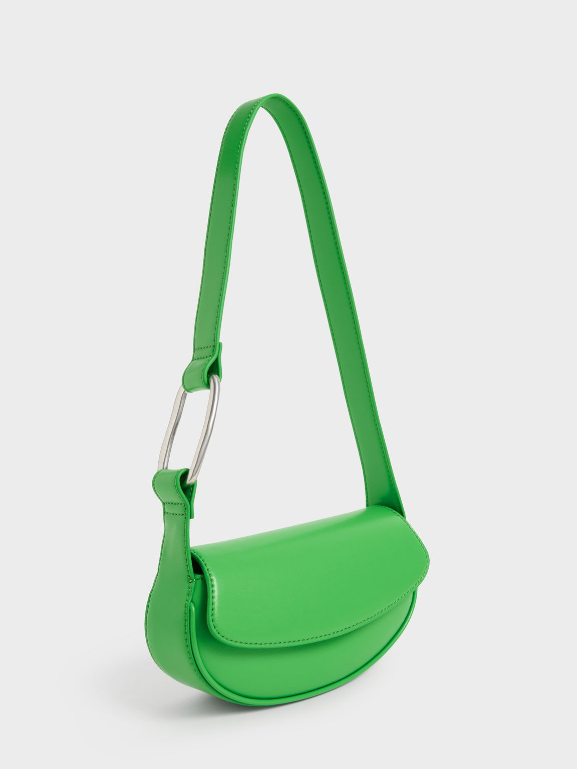 حقيبة كتف بتصميم نصف دائري, لون أخضر, hi-res