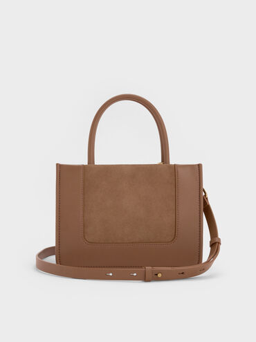 Mini Daylla Recycled Suede Tote Bag, Mocha Brown, hi-res