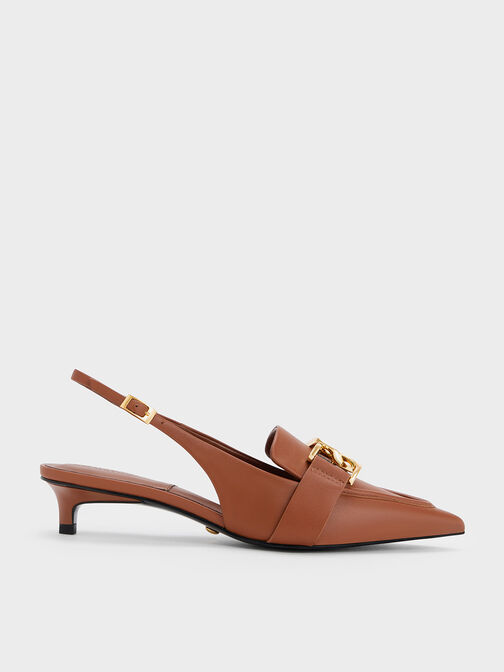 Gabine Leather Slingback Pumps, Cognac, hi-res