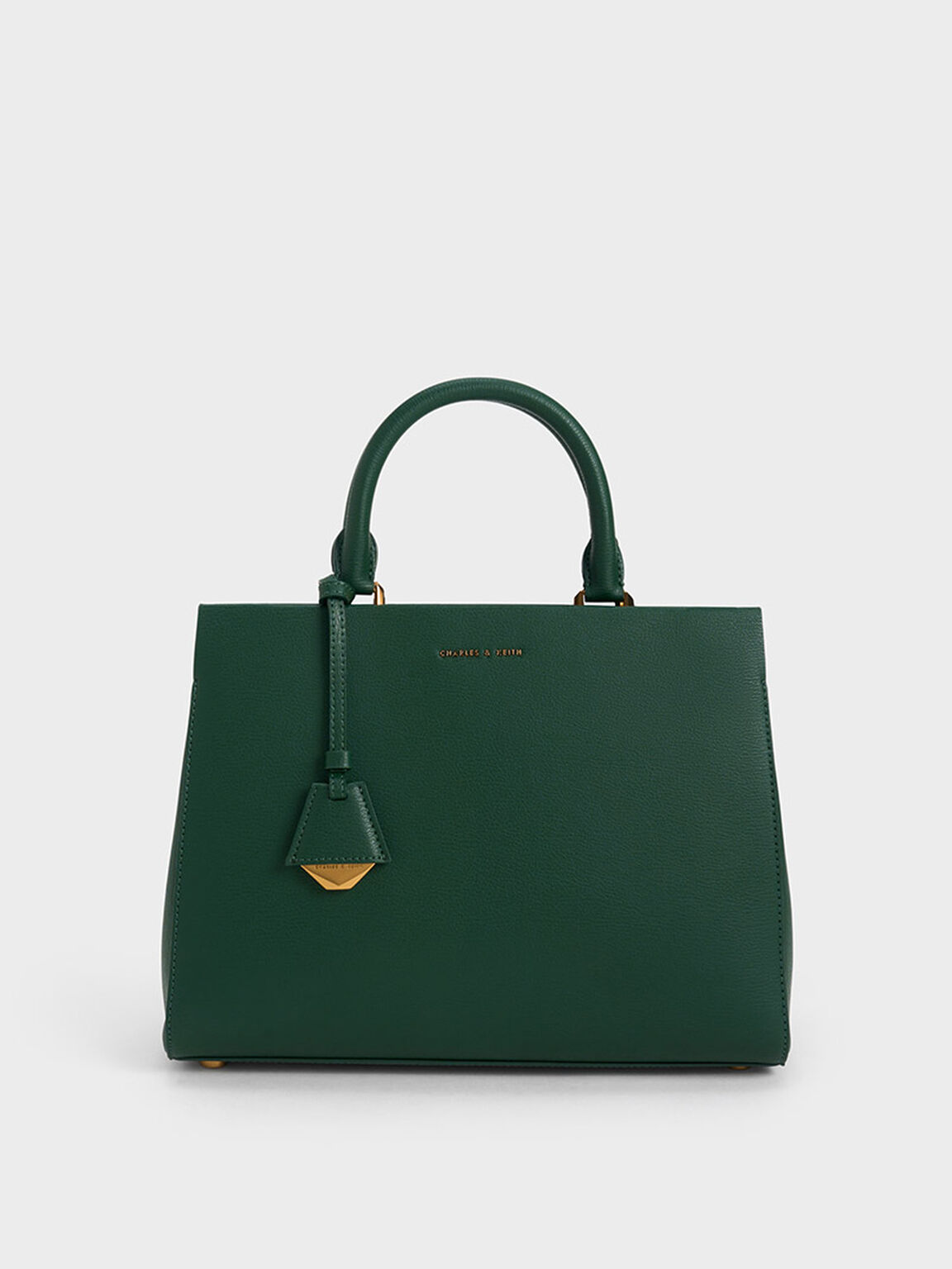 حقيبة كلاسيكية بتصميم هندسي, أخضر غامق, hi-res