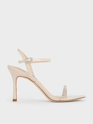 Ambrosia Patent Gem-Embellished Ankle-Strap Pumps, Cream, hi-res