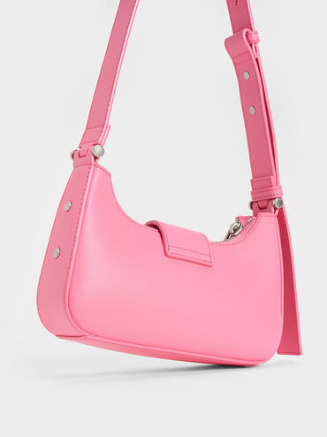 Metallic Accent Belted Bag, Pink, hi-res