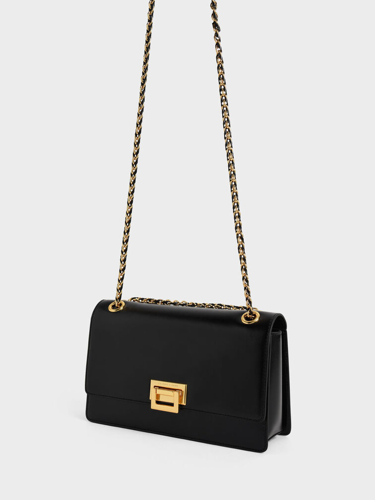 Black Chain Handle Shoulder Bag - CHARLES u0026 KEITH SA