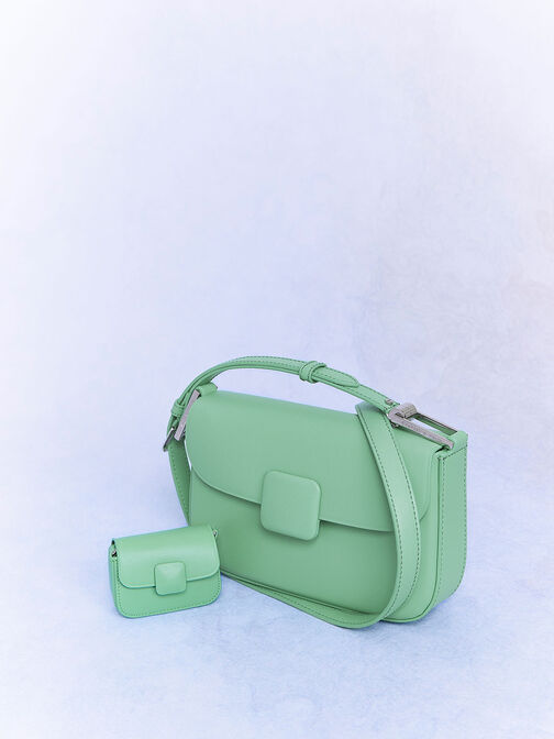 حقيبة مربعة صغيرة كوا مع قفل كبس, لون أخضر, hi-res