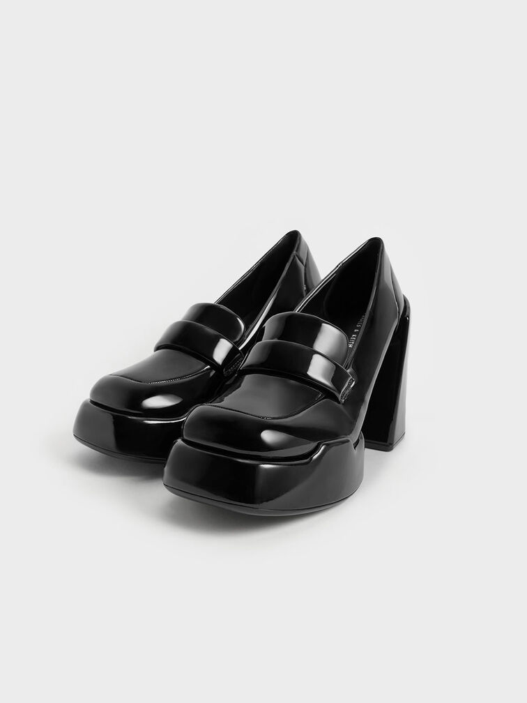 Lula Patent Loafer Pumps, Black, hi-res