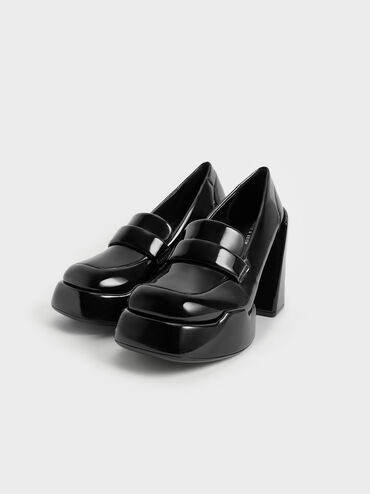 حذاء لولا لوفر من الجلد اللامع, أسود, hi-res