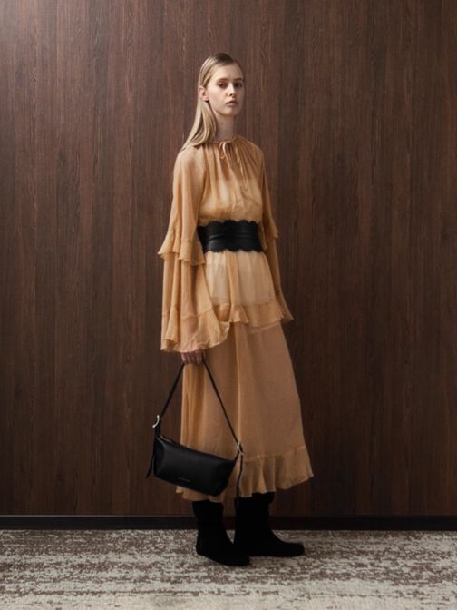 Larsen Buckle-Strap Slouchy Shoulder Bag, Noir Larsen Buckle-Strap Slouchy Shoulder Bag, Noir, hi-res