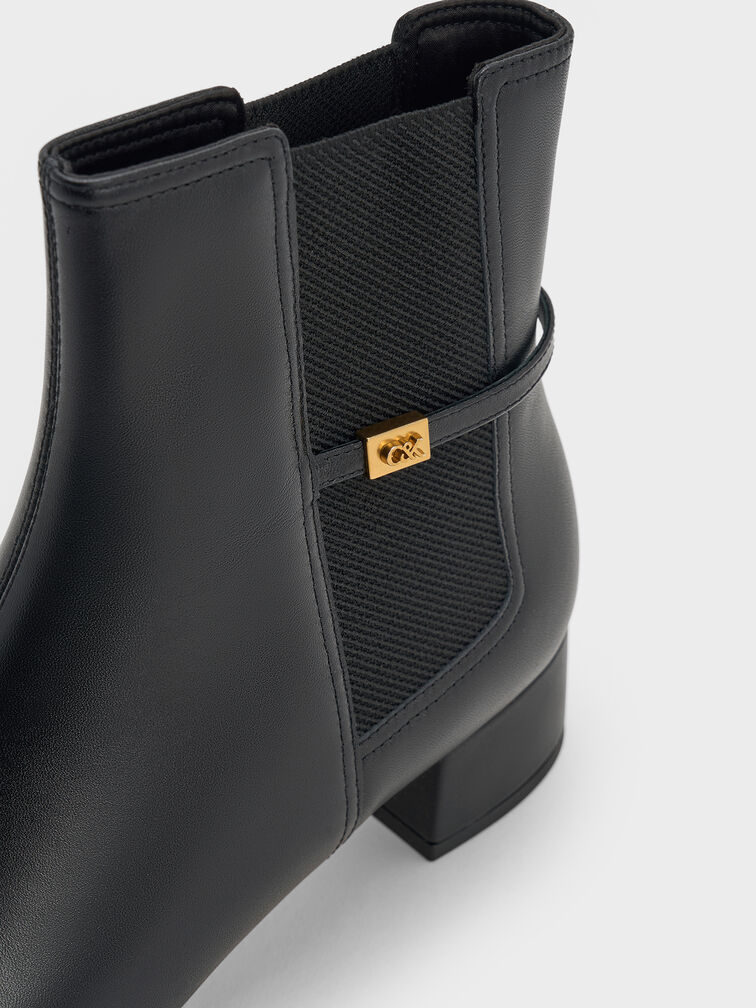 بوت جورجينا جلد بمقدمة مربعة, أسود, hi-res