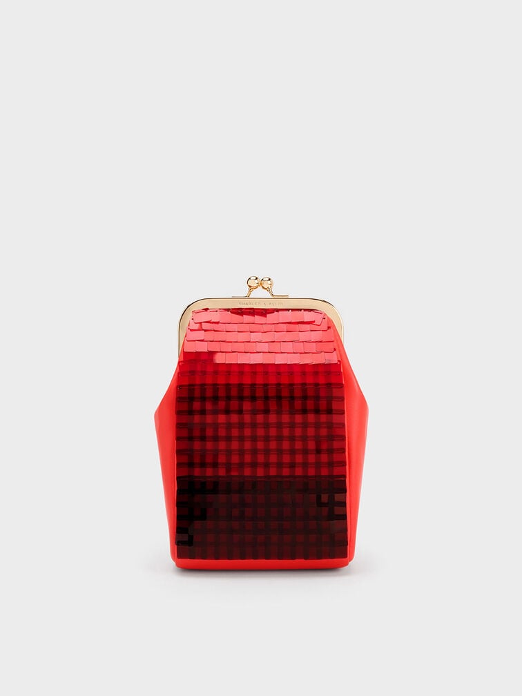 حقيبة صغيرة بسلسلة مميزة بالترتر, أحمر, hi-res