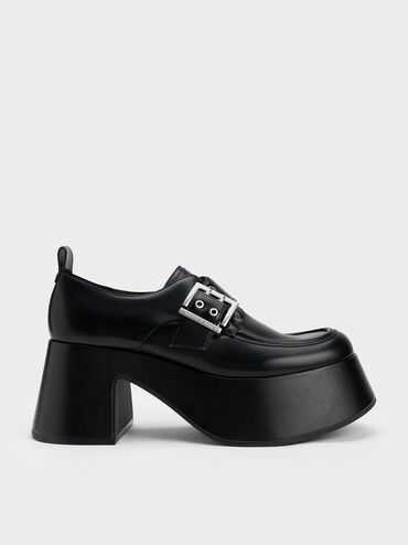 Rubina Buckled Chunky Loafers, Black, hi-res