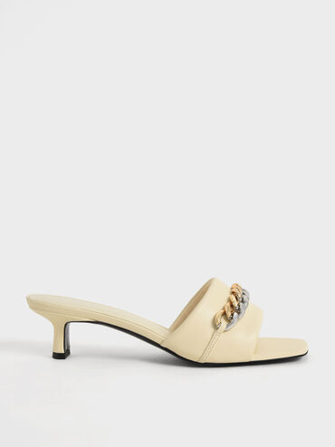 Chain-Embellished Blade Heel Mules, Chalk, hi-res