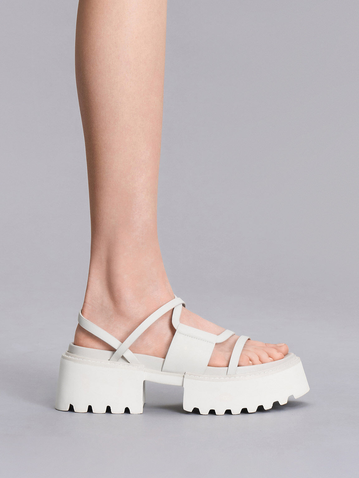 Nadine Strappy Platform Sandals, White, hi-res
