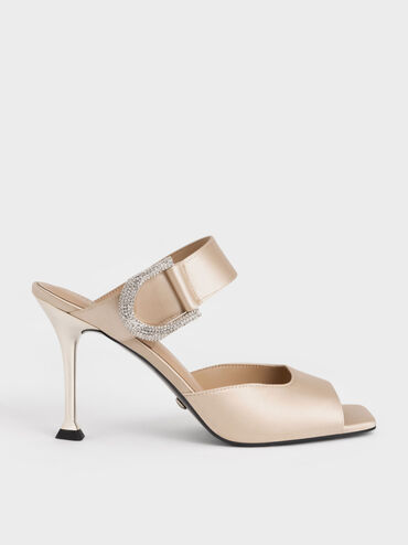 Gabine Recycled Polyester Mules, Champagne, hi-res
