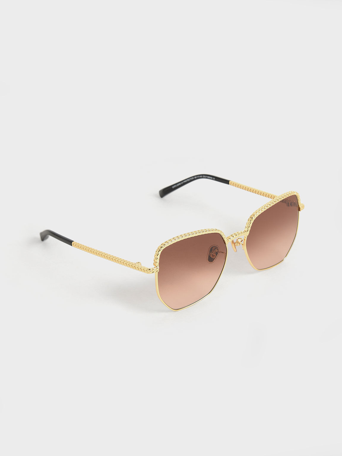 Recycled Acetate Braided Butterfly Sunglasses, Gold, hi-res