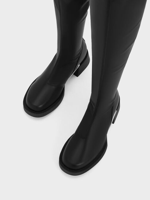 حذاء ديفون ذو لون معدني يصل إلى الفخذ, أسود, hi-res