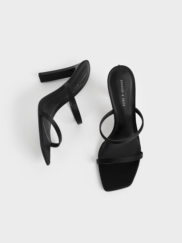 Recycled Polyester Gem Ankle-Strap Sandals, Black, hi-res