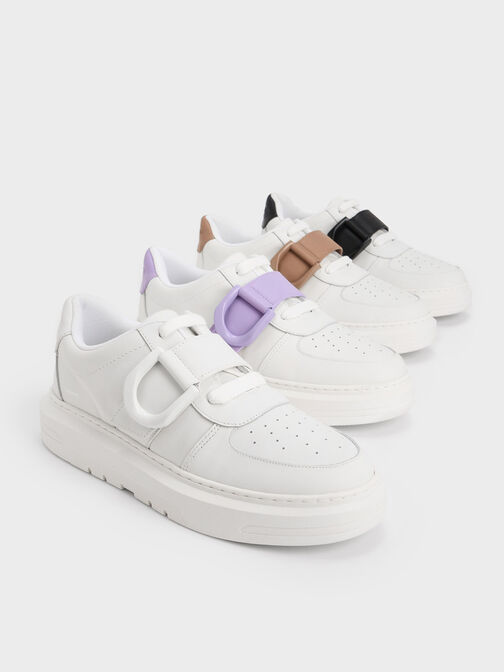 Gabine Leather Low-Top Sneakers, White, hi-res