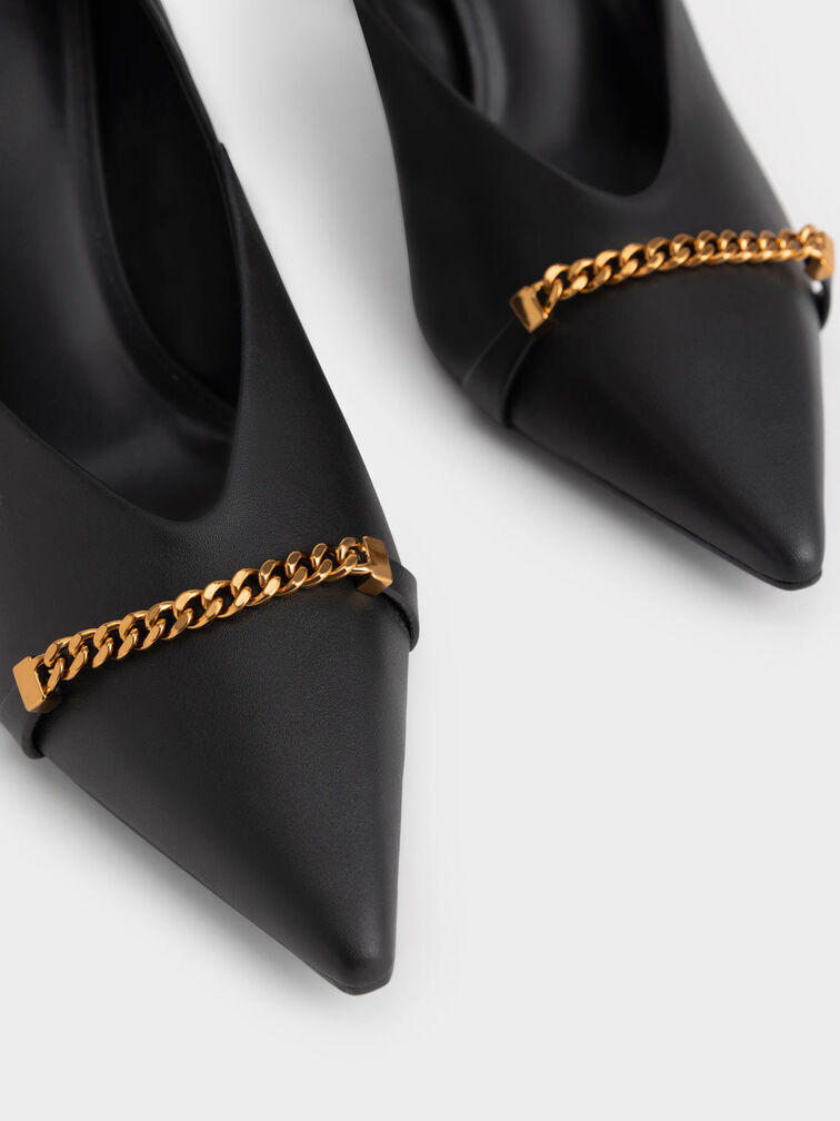 Chain Link D'Orsay Pumps, Black, hi-res