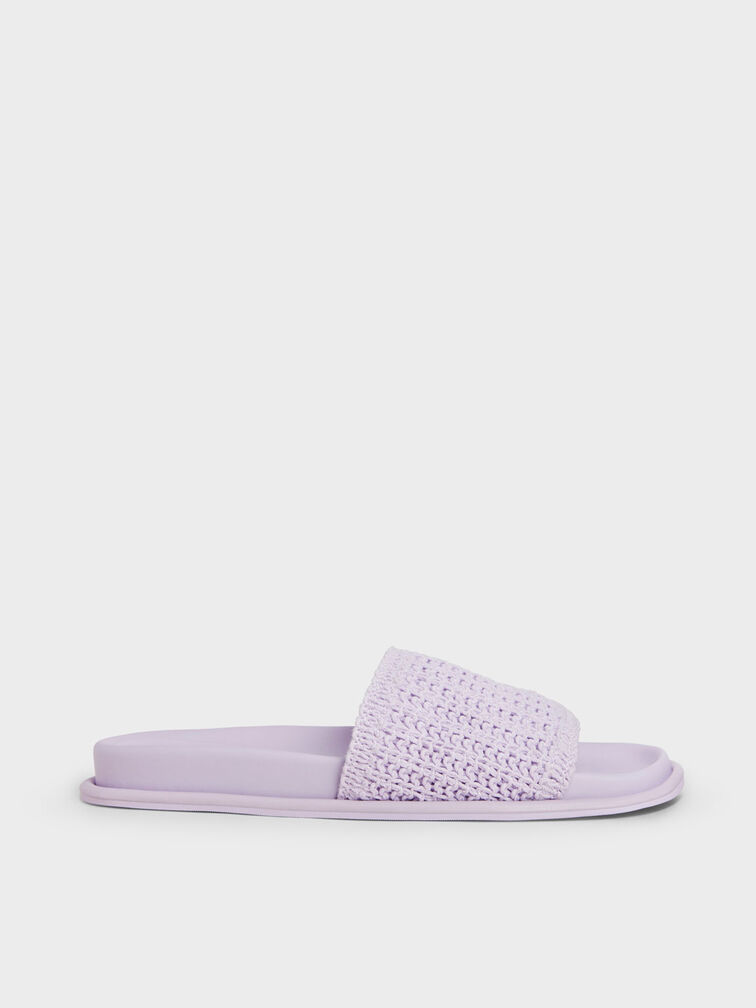 Snake Print Crossover Slingback Sandals, Lilac, hi-res