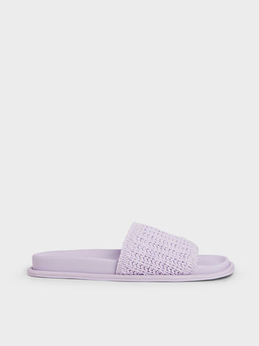 Snake Print Crossover Slingback Sandals, Lilac, hi-res