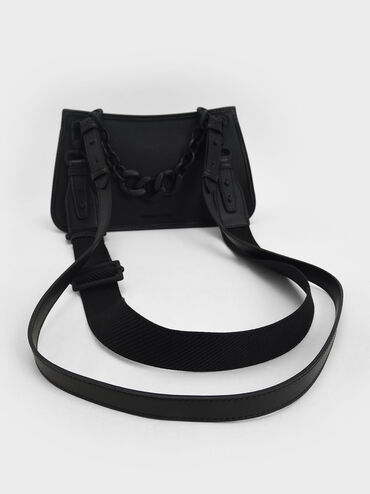 حقيبة مارلو بمقبض على شكل سلسلة مزودة بقفل, أسود, hi-res