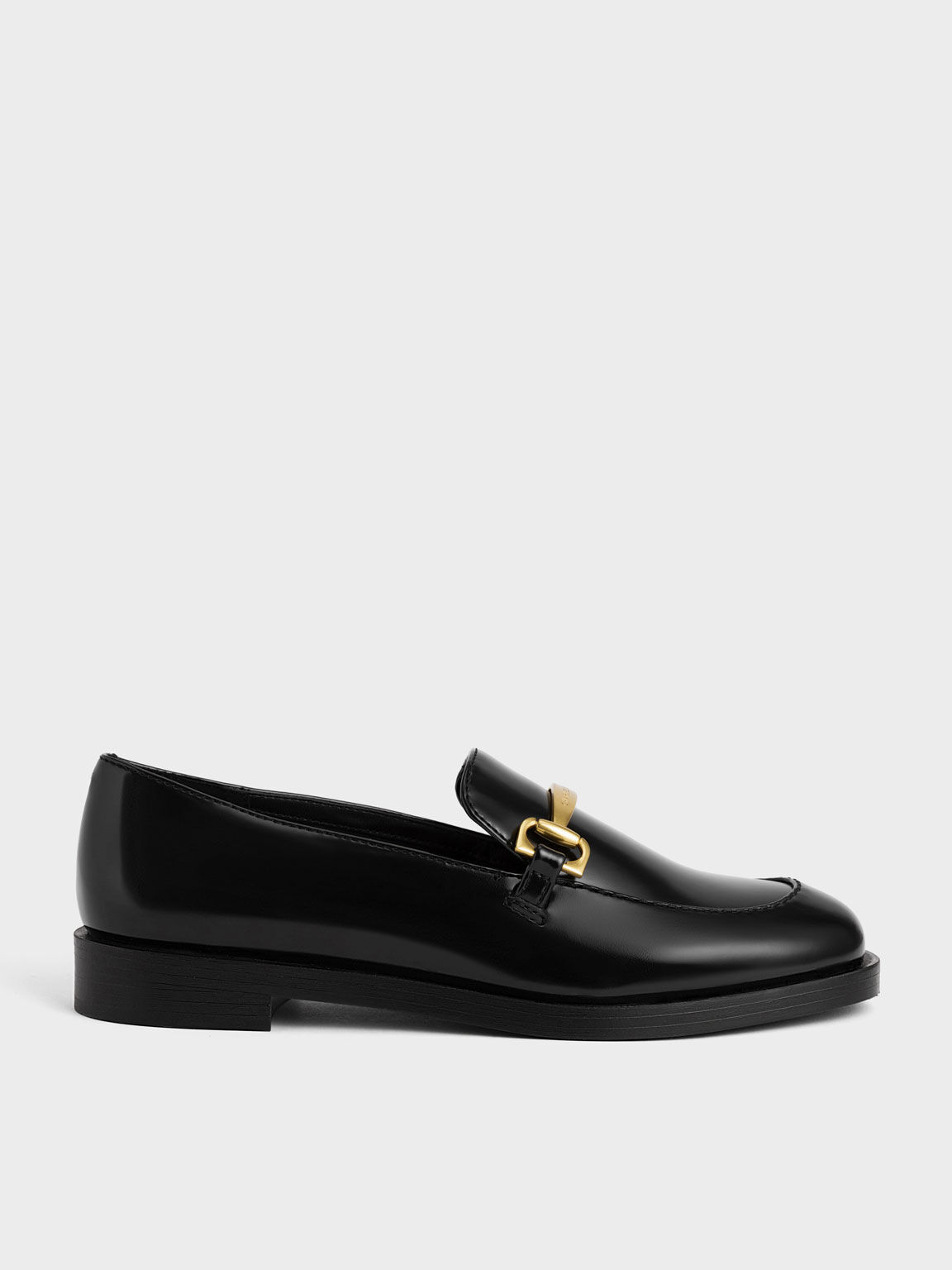 Black Metallic Accent Loafers CHARLES KEITH SA