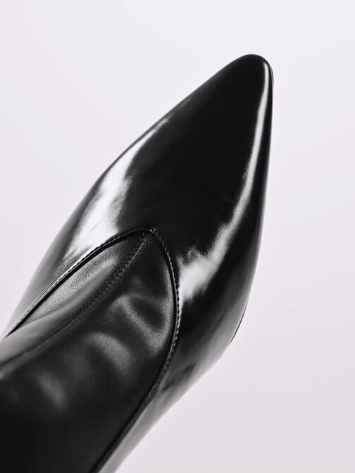 Pointed-Toe Back-Zip Stiletto-Heel Ankle Boots, Black Boxed Pointed-Toe Back-Zip Stiletto-Heel Ankle Boots, Black Boxed, hi-res