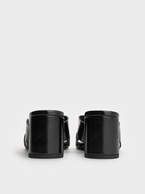 Georgina Crossover-Strap Blade-Heel Mules, Black Boxed, hi-res
