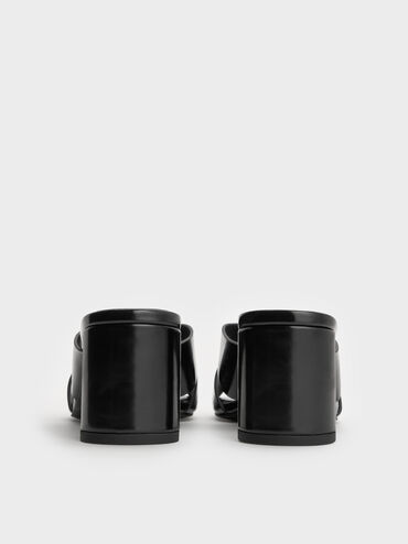 Georgina Crossover-Strap Blade-Heel Mules, Black Boxed, hi-res