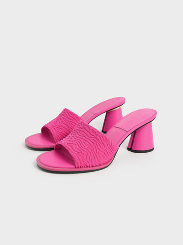 Medina Jacquard Cylinder Heel Mules, Pink, hi-res