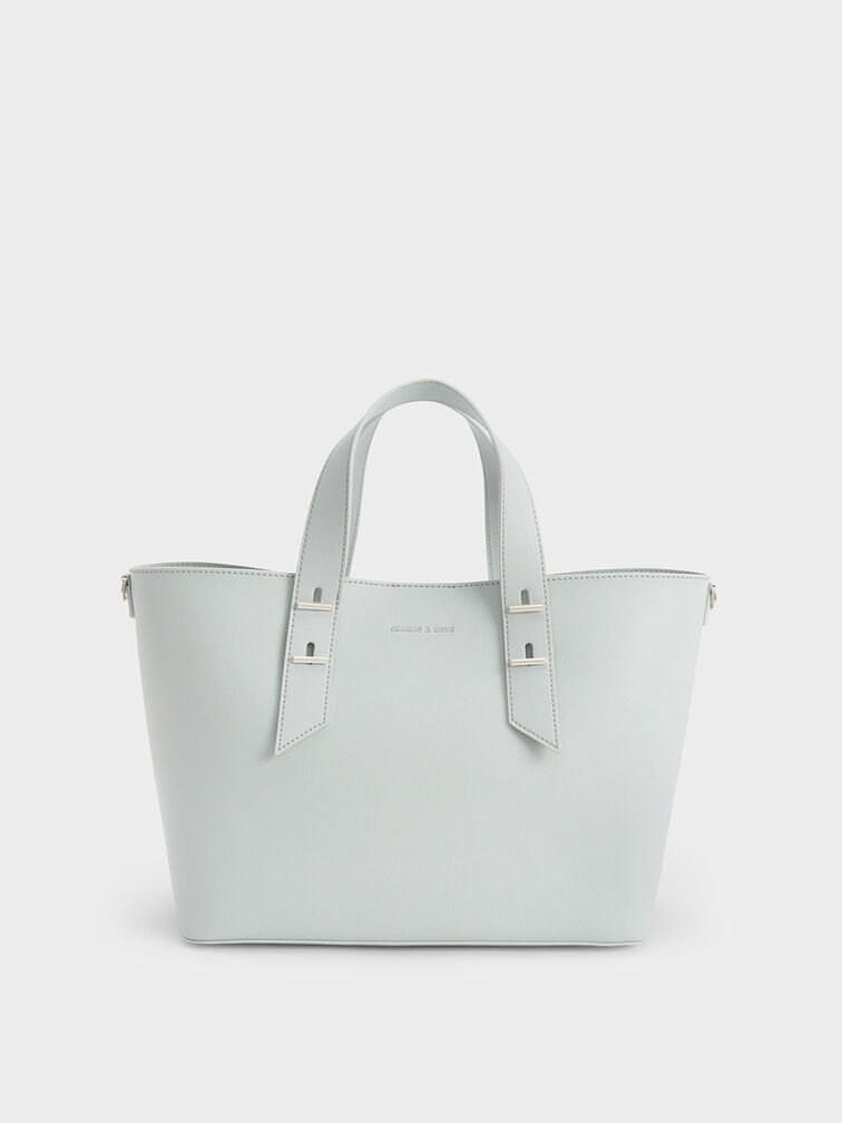Double Handle Hobo Bag, Light Grey, hi-res