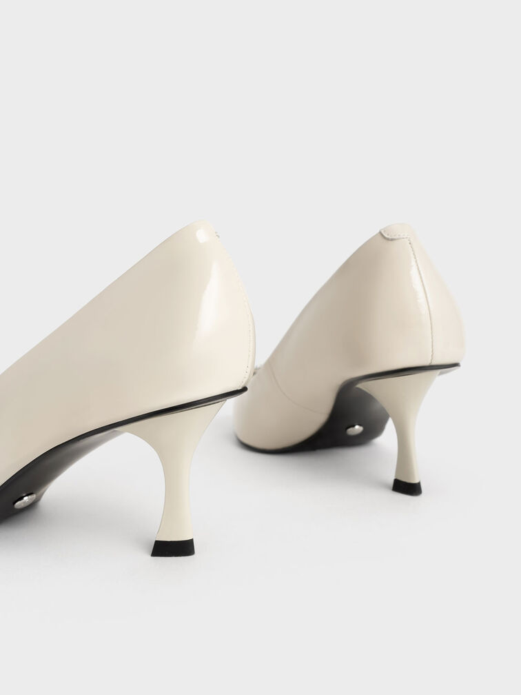 Gem-Embellished Patent Leather Pumps, Chalk, hi-res