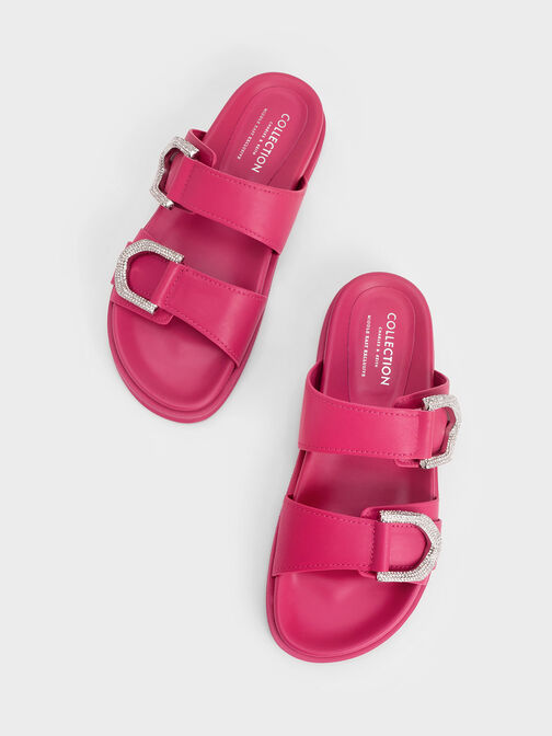 Gem-Embellished Gabine Slides, Pink, hi-res