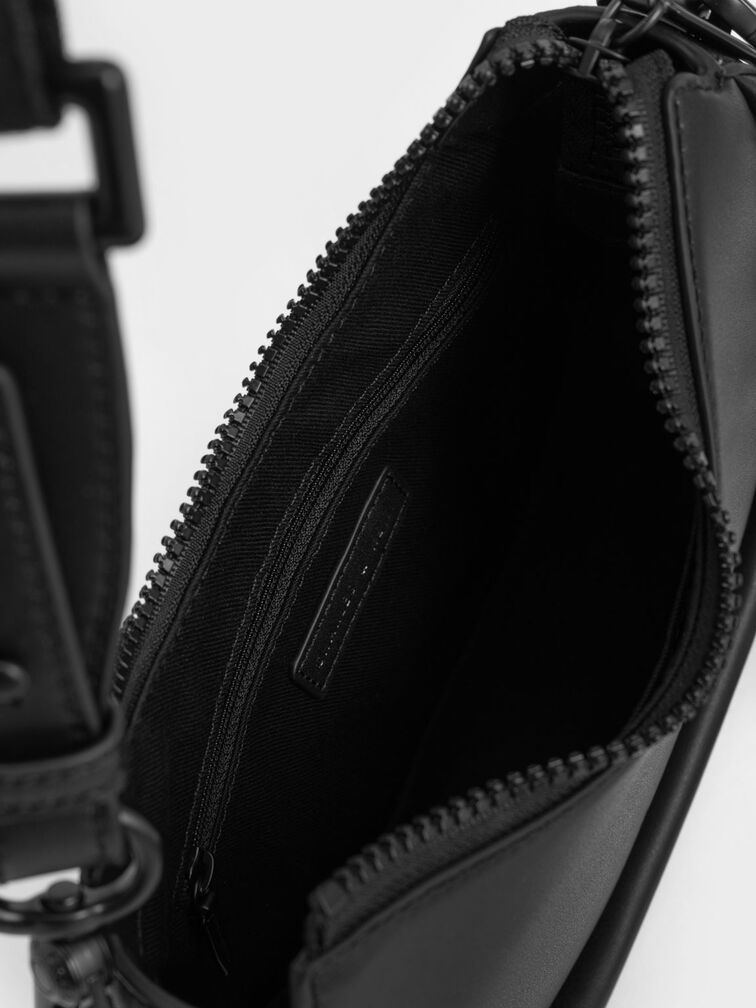 Lana Curved Shoulder Bag, Black, hi-res