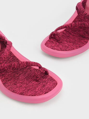 Electra Recycled Polyester Toe-Loop Heeled Sandals, Pink, hi-res