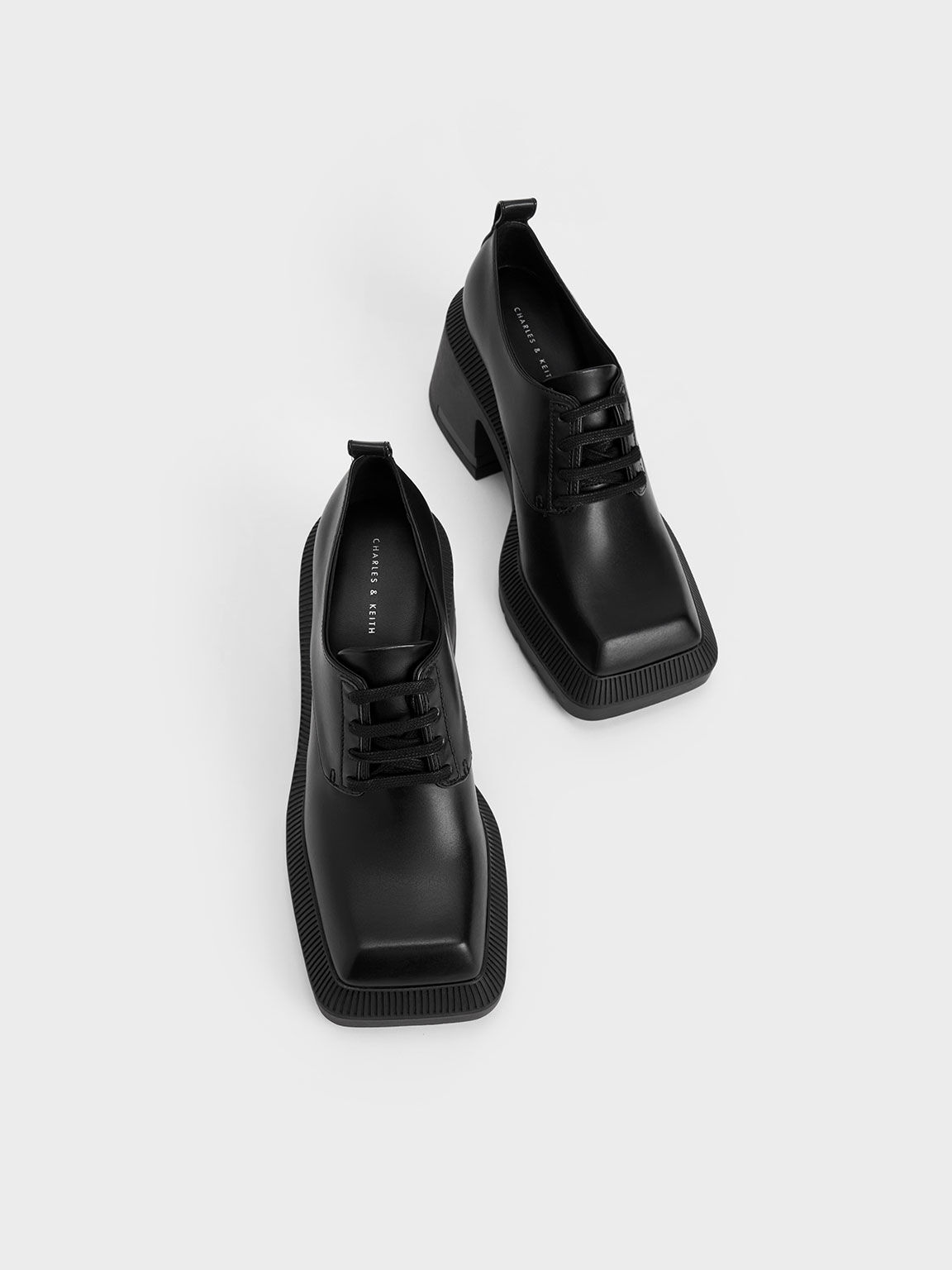 Black Emery Geometric Chunky Oxfords - CHARLES & KEITH SA