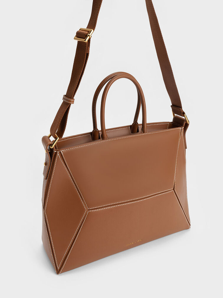 Nasrin Geometric Tote Bag, Chocolate, hi-res