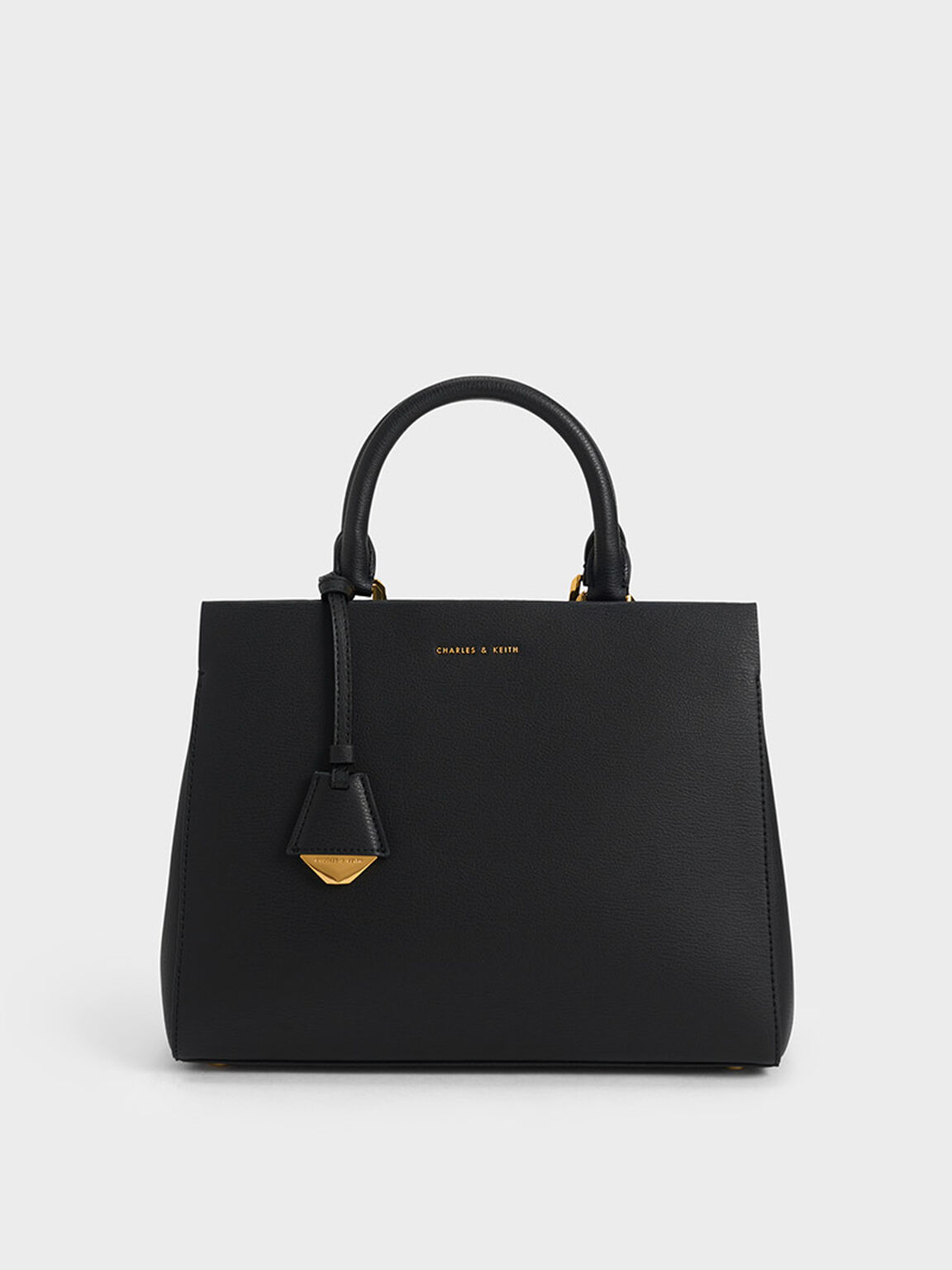 حقيبة كلاسيكية بتصميم هندسي, أسود, hi-res